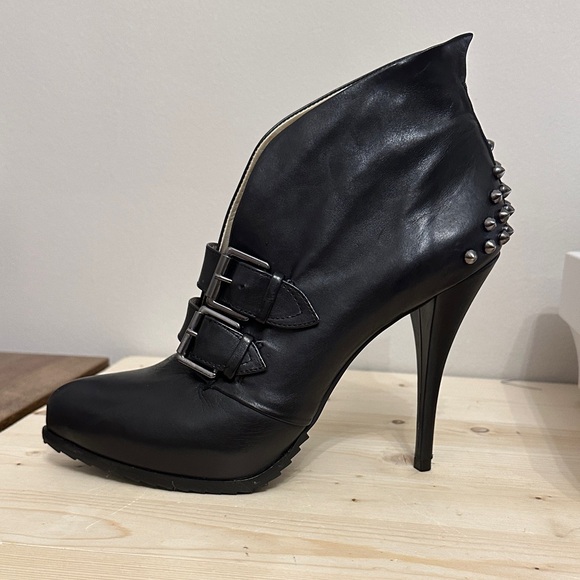 Alexander McQueen Shoes - Alexander McQueen Black Heeled Boots with Studs worn once